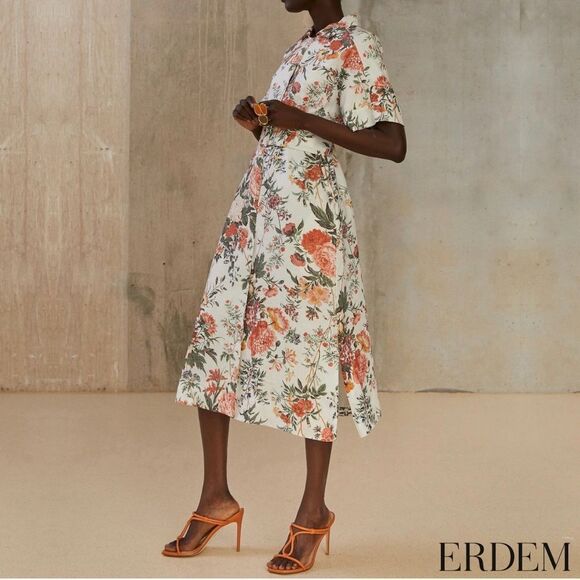 ERDEM **NWT** Mayra Floral Shirtdress in White Floral Multi - Picture 5 of 14